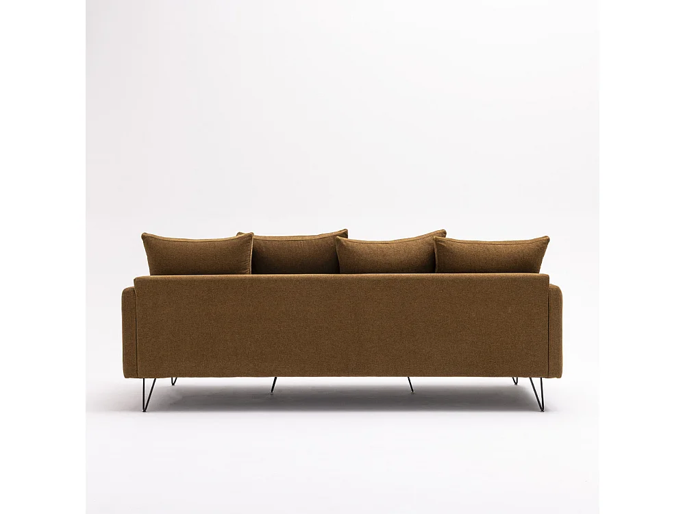 Villabon - Canapé 4 places en tissu pieds épingles noirs - Bronze