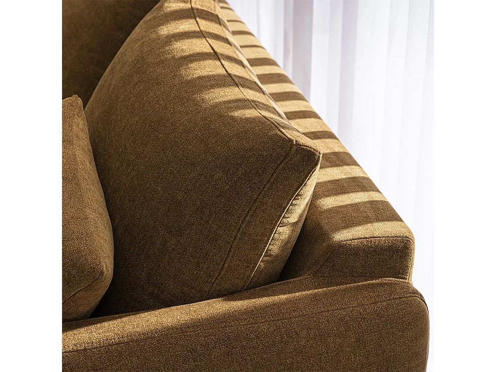 Villabon - Canapé 4 places en tissu pieds épingles noirs - Bronze