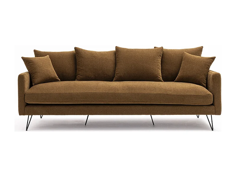 Villabon - Canapé 4 places en tissu pieds épingles noirs - Bronze