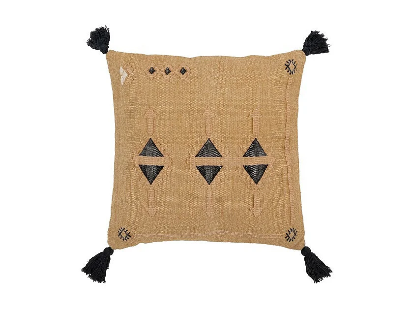 Cojín Triángulos+Flecos en Algodón/Lino/Poliéster Beige 50x15x50 cm