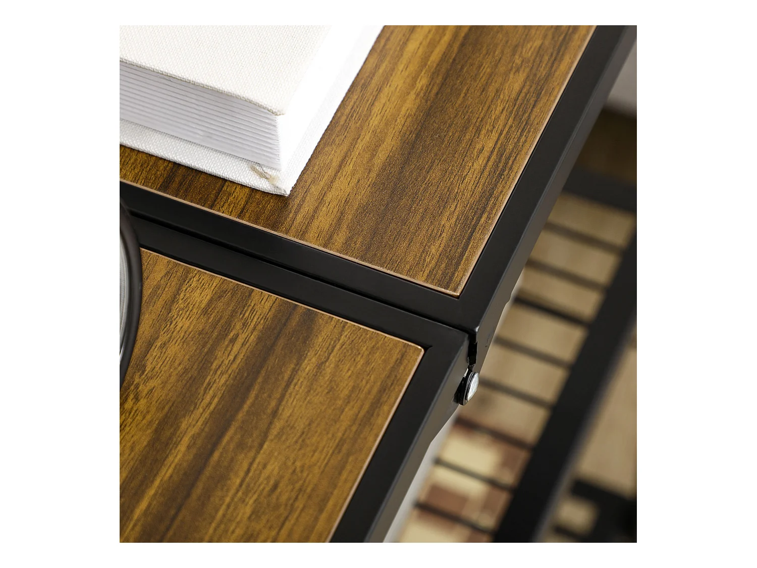 Opvouwbare keukentrolley, met 3 planken en handgrepen, in metaal, bruin en zwart (68x35x85 cm)