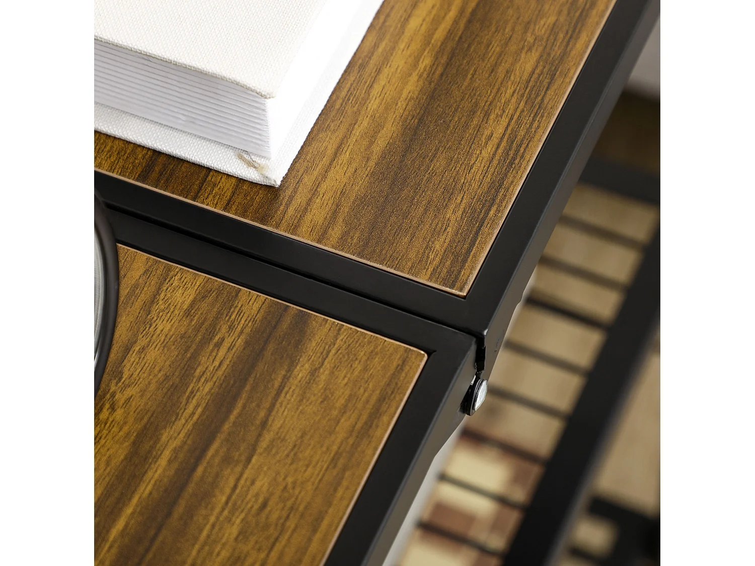 Opvouwbare keukentrolley, met 3 planken en handgrepen, in metaal, bruin en zwart (68x35x85 cm)