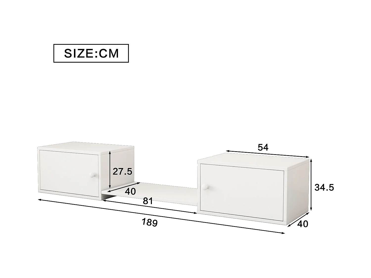 Cabinet à chaussures, meuble d'entrée, multifonction, banc à chaussures, bois massif + MDF, Blanc (189x40x34.5 cm)