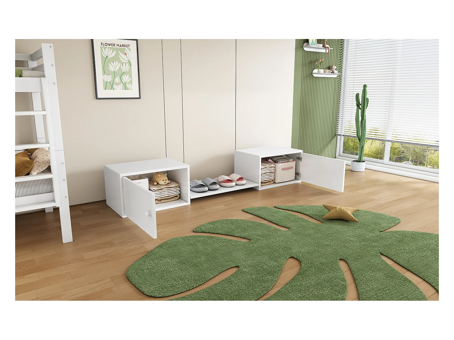 Cabinet à chaussures, meuble d'entrée, multifonction, banc à chaussures, bois massif + MDF, Blanc (189x40x34.5 cm)