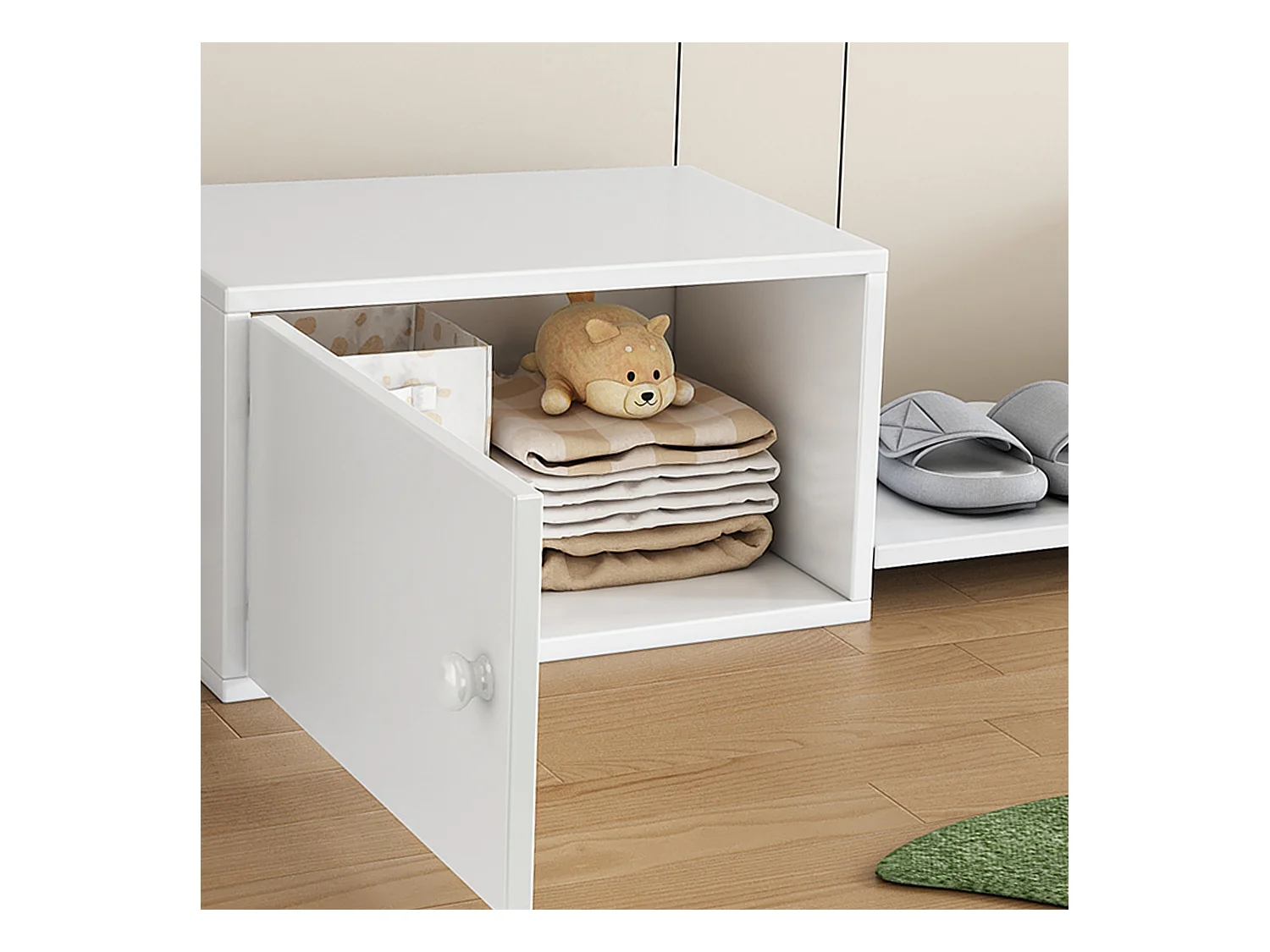 Cabinet à chaussures, meuble d'entrée, multifonction, banc à chaussures, bois massif + MDF, Blanc (189x40x34.5 cm)