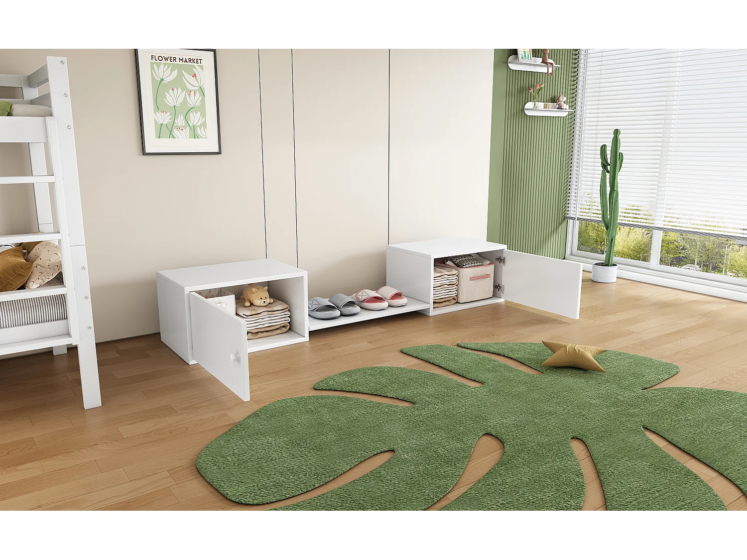 Cabinet à chaussures, meuble d'entrée, multifonction, banc à chaussures, bois massif + MDF, Blanc (189x40x34.5 cm)