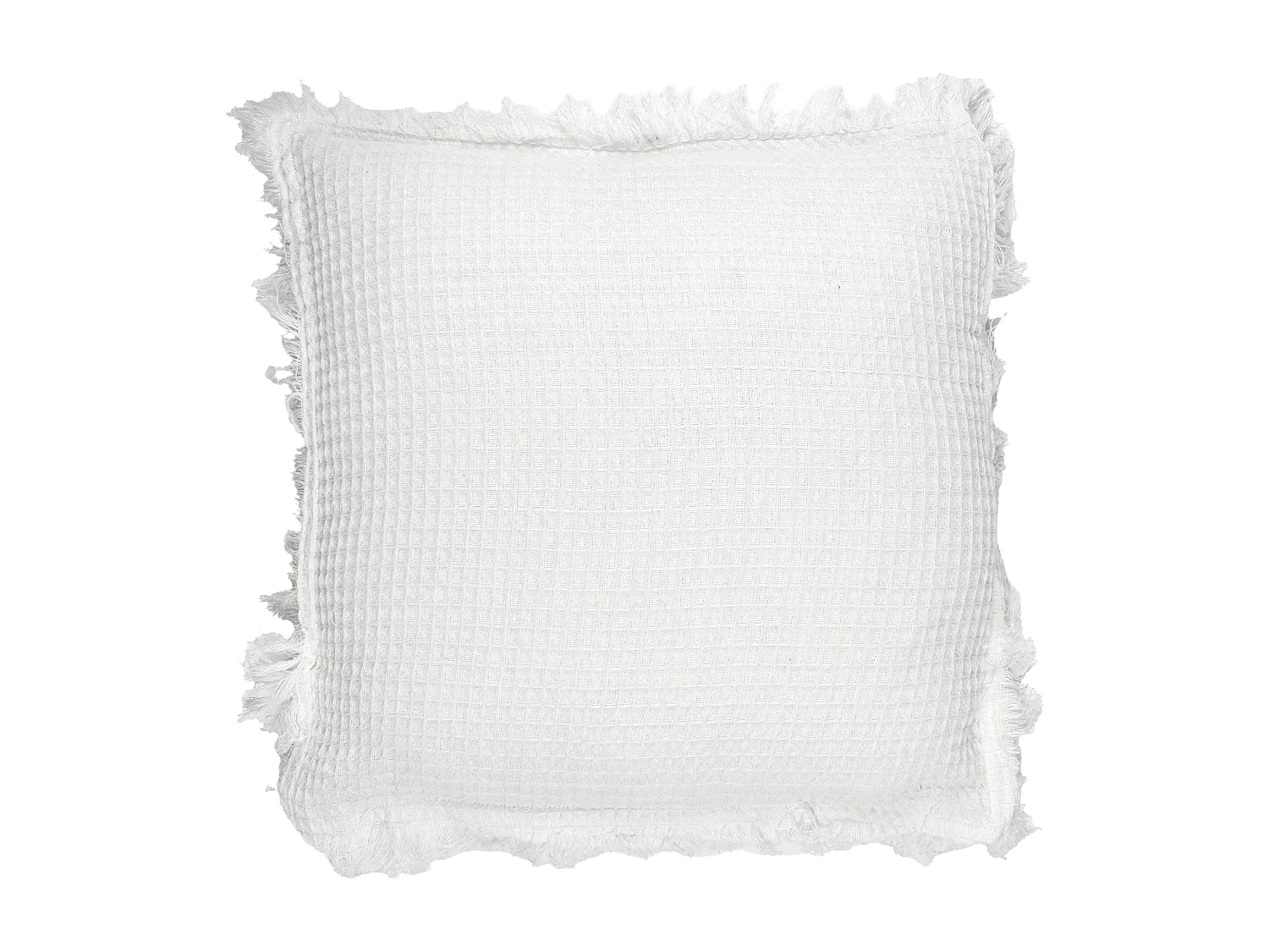 Coussin Dehoussable Gaufre Ivoire 40x40cm Blanc
