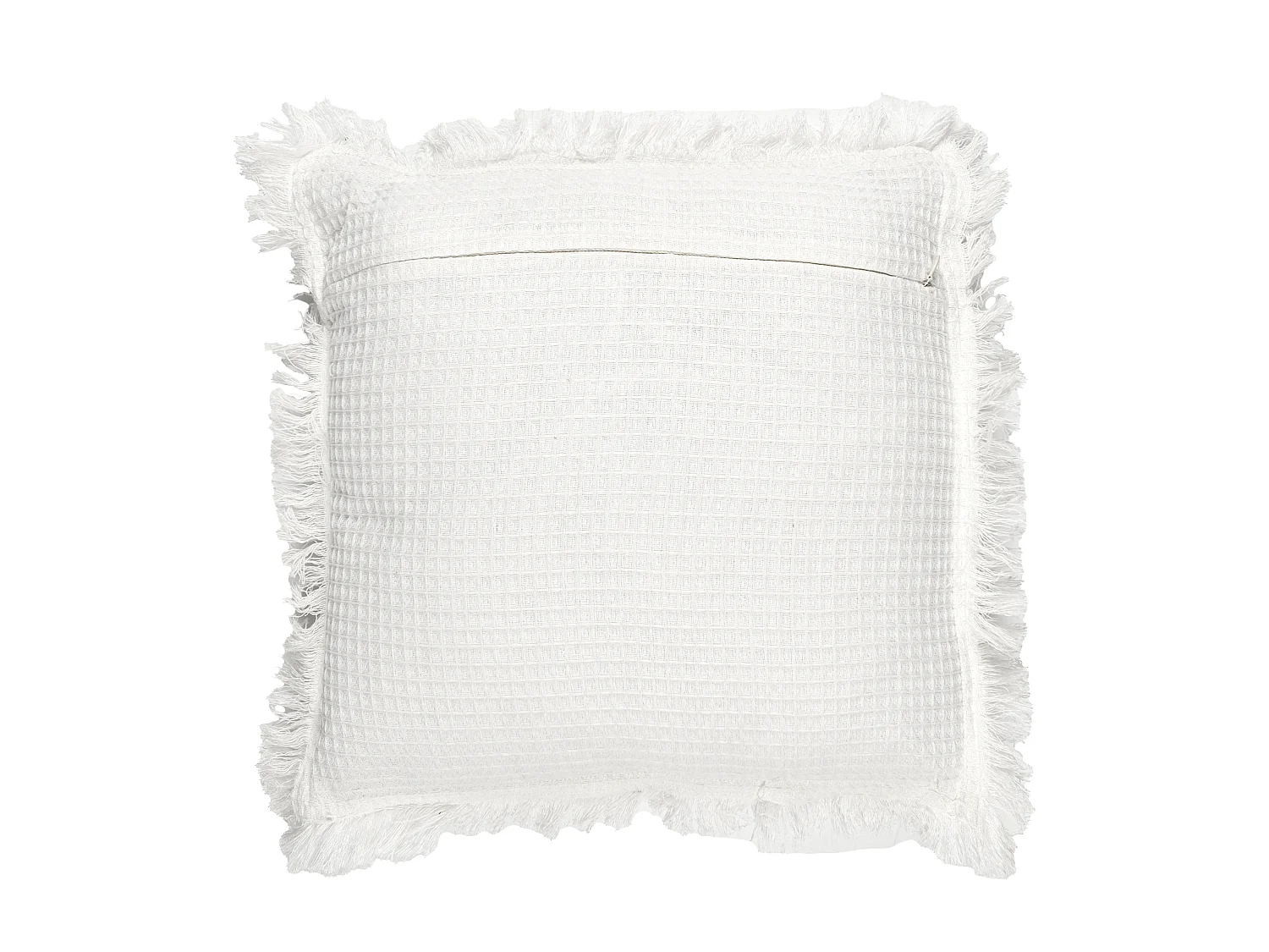Coussin Dehoussable Gaufre Ivoire 40x40cm Blanc