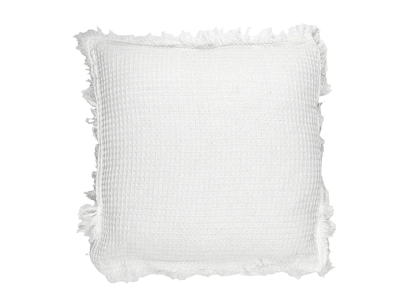 Coussin Dehoussable Gaufre Ivoire 40x40cm Blanc