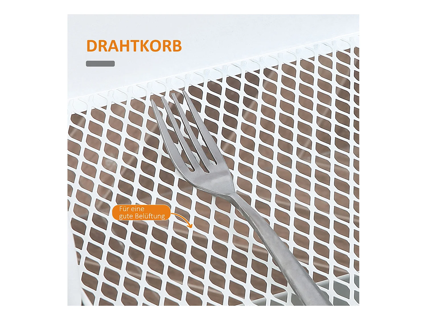 Carrito de cocina de 3 niveles con cesta y tapa, metal, blanco (53,5 x 31 x 79,4 cm)