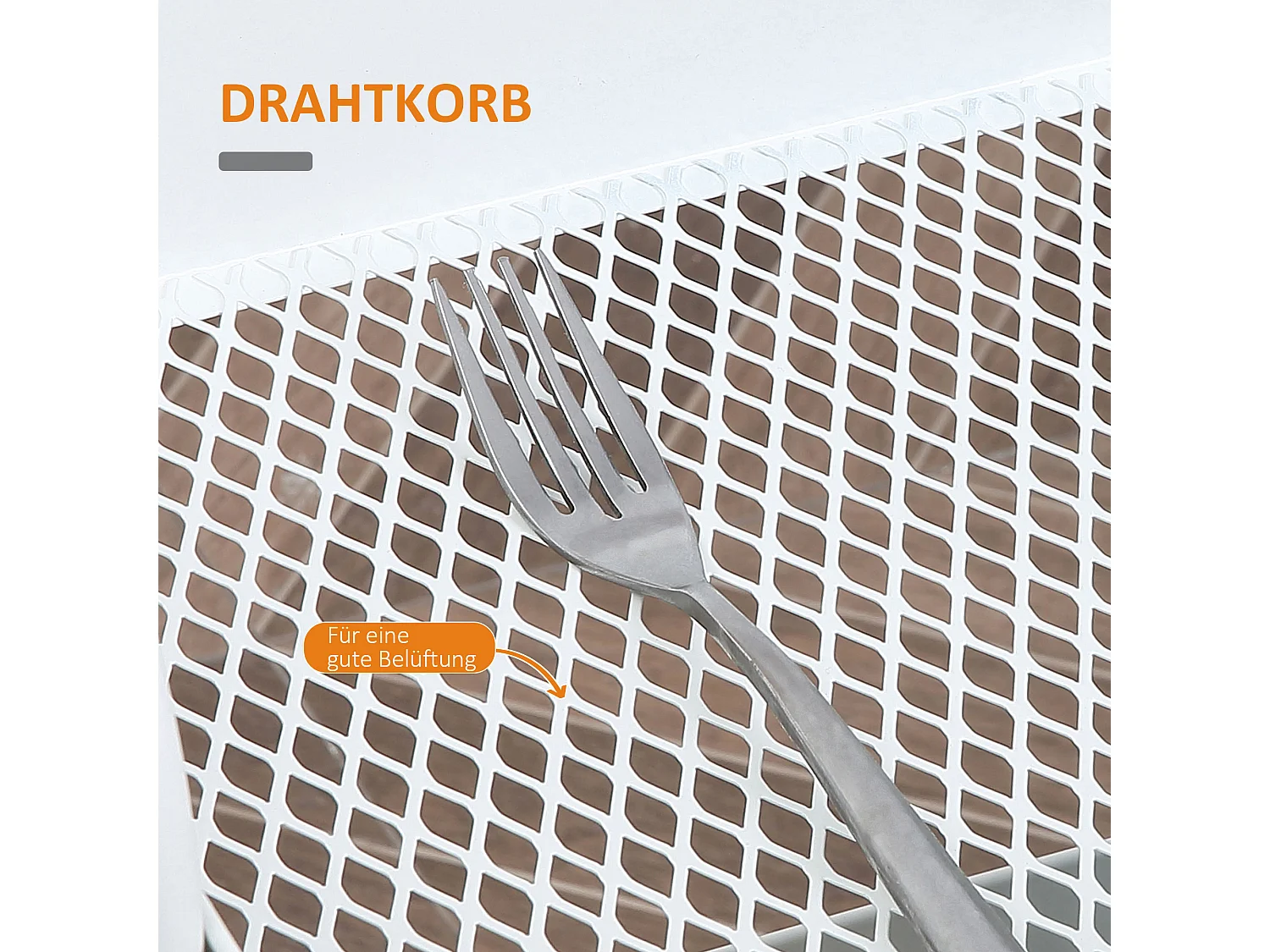 Chariot de cuisine à 3 étages avec panier et couvercle, métal, blanc (53.5x31x79.4 cm)