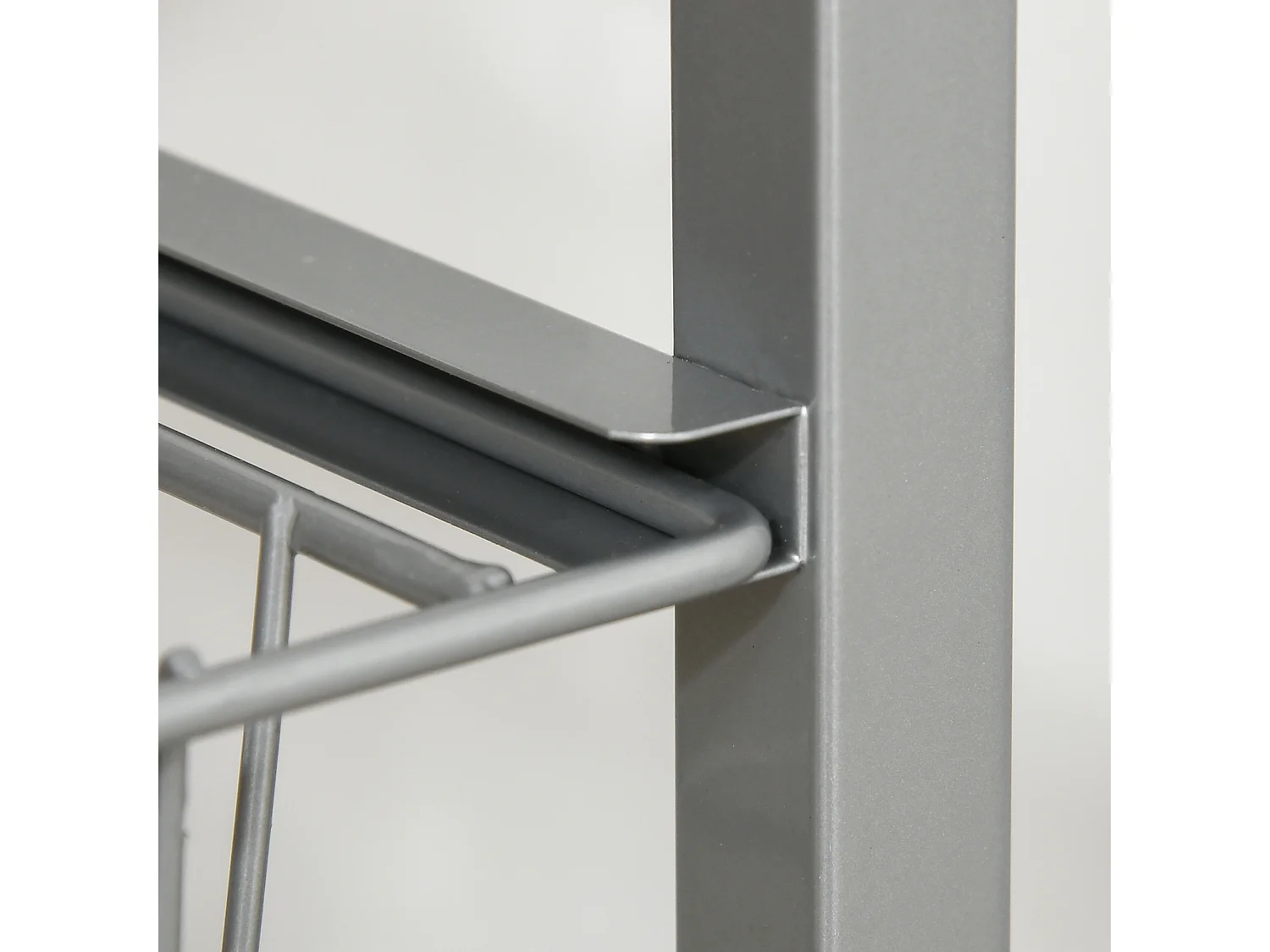 Chariot de cuisine avec paniers métalliques, en bois, argent (36.5x36.5x89 cm)