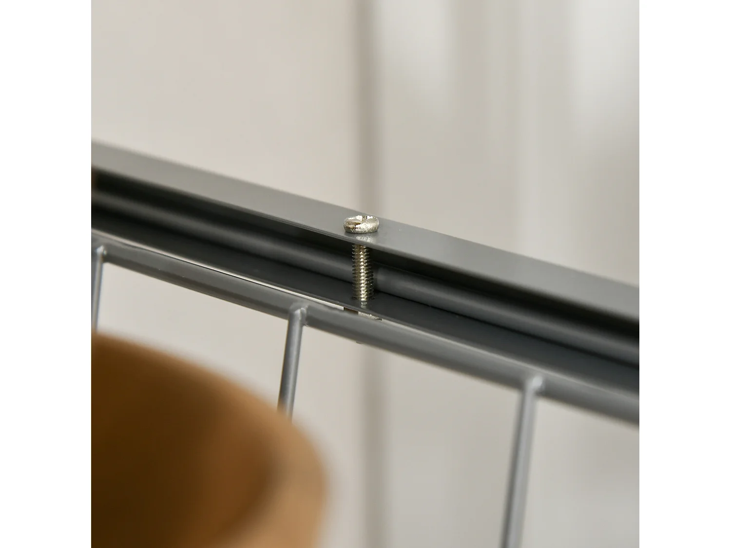 Chariot de cuisine avec paniers métalliques, en bois, argent (36.5x36.5x89 cm)