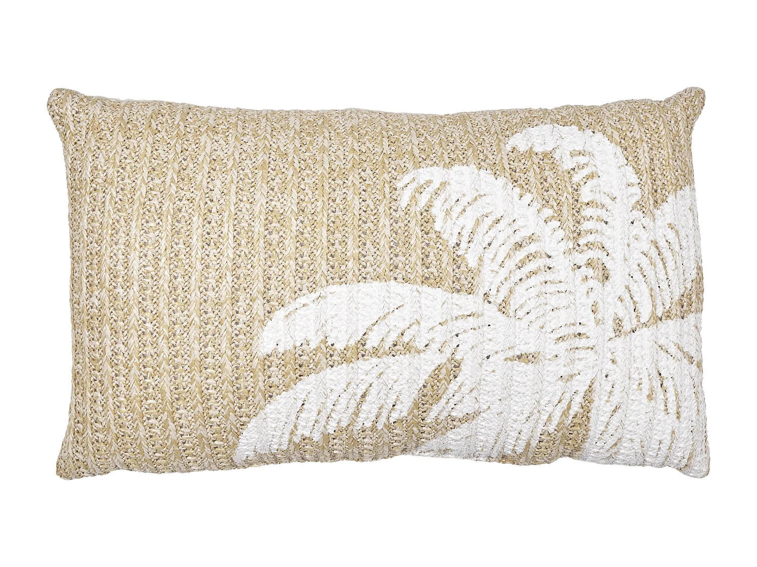 Coussin Palmier 30x50cm Marron, Blanc