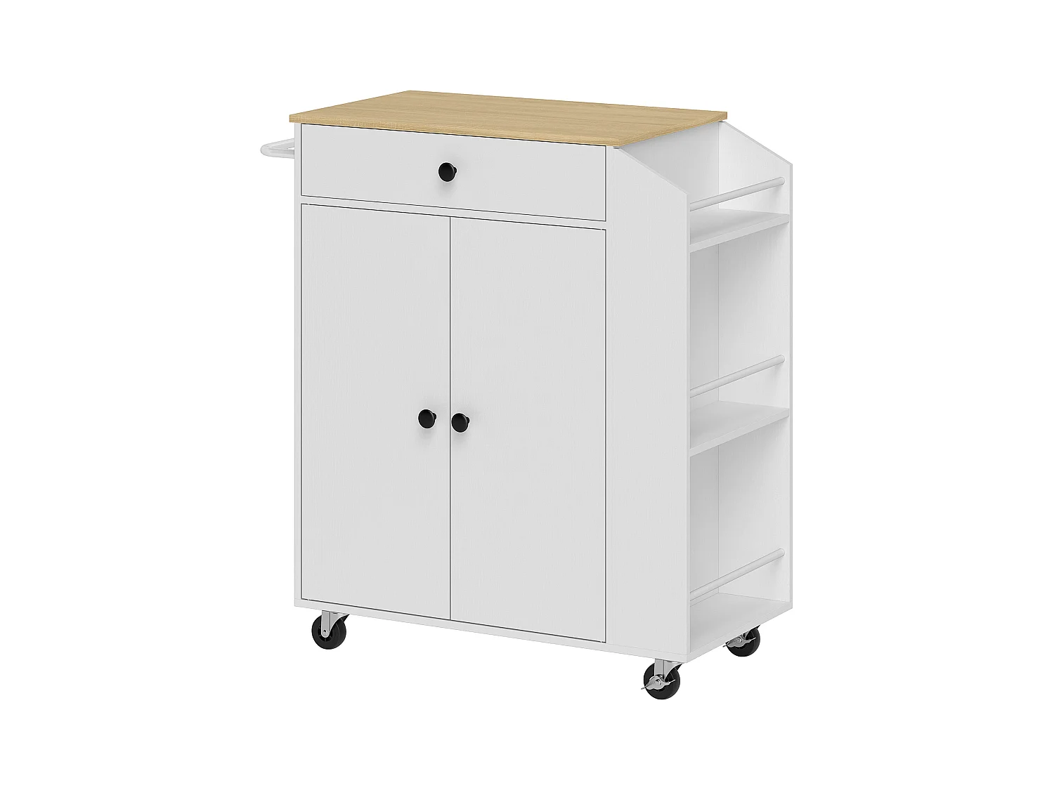 Carrito de cocina móvil con encimera, cajón y estante regulable, blanco (82x38x86,5 cm)