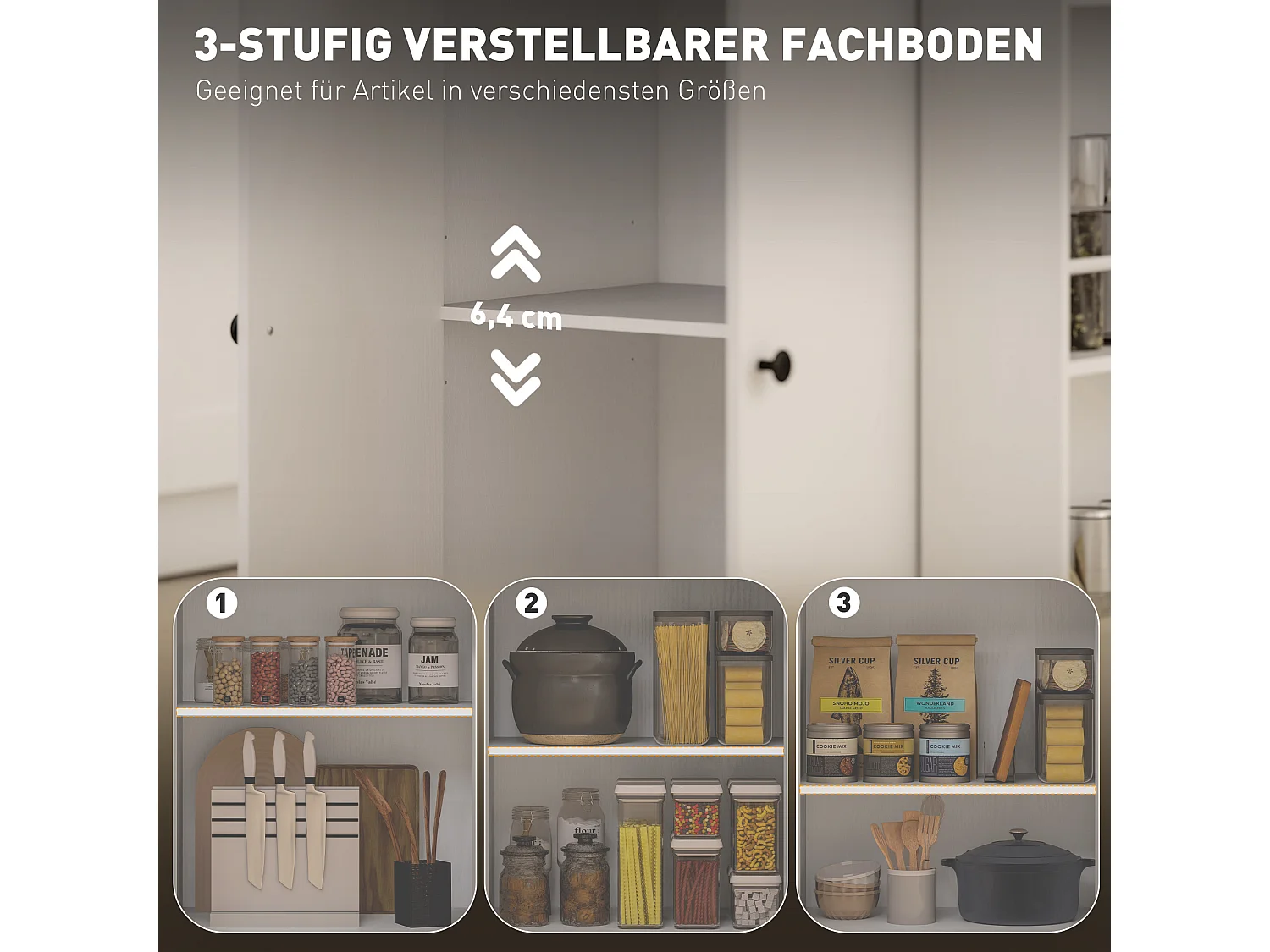 Chariot de cuisine mobile avec plan de travail, tiroir, étagère réglable, blanc (82x38x86.5 cm)