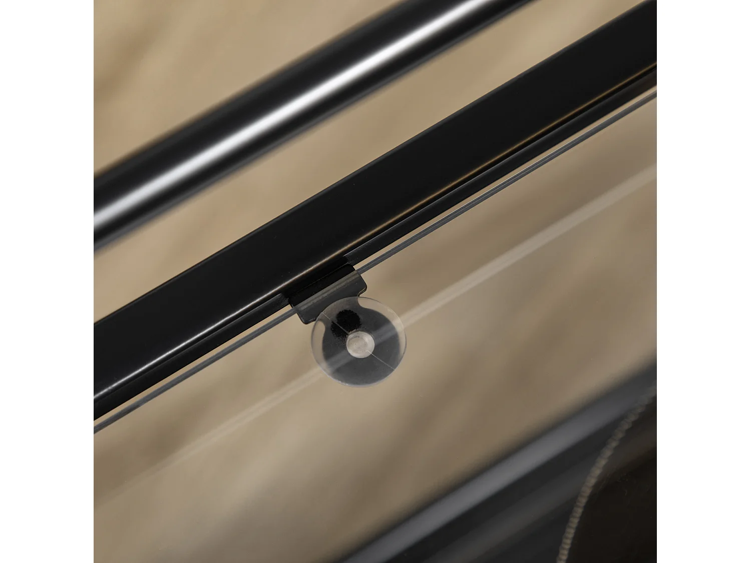 Desserte de cuisine mobile 2 niveaux, structure métal noir, plateau verre trempé, roulettes avec freins (75x40x80cm)