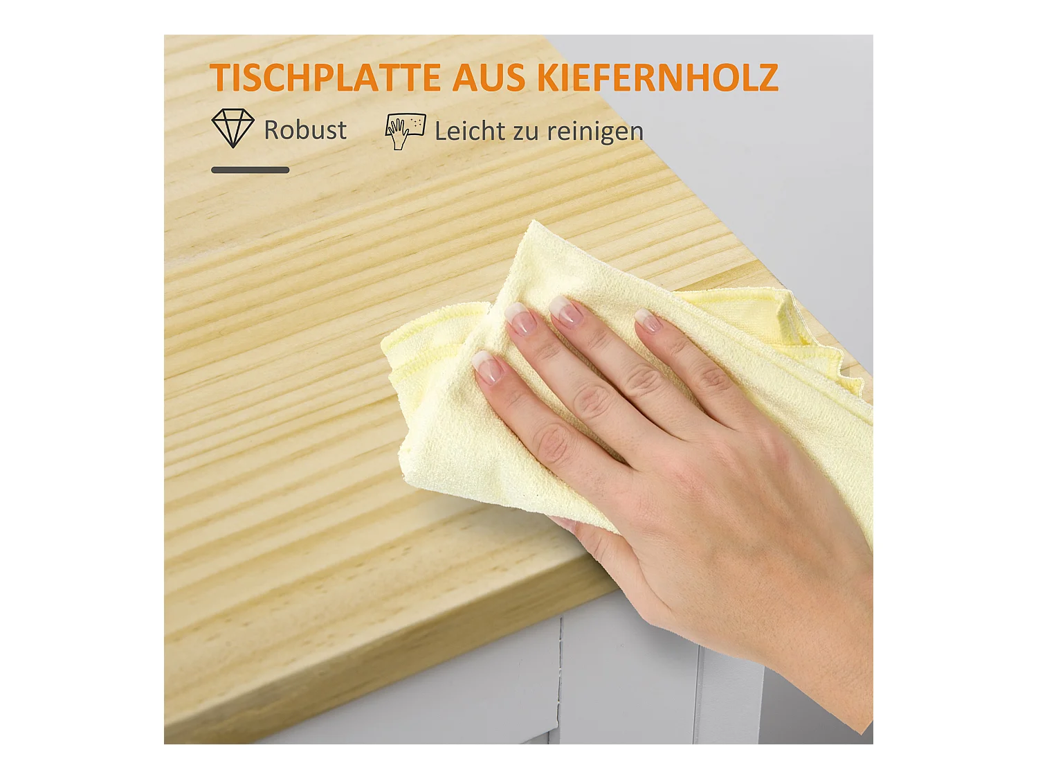 Carrito de cocina con ruedas con 3 cajones, 3 estantes, tablero de madera, MDF blanco (67x37x84cm)