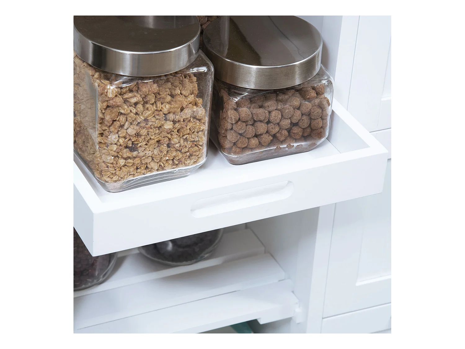 Carrito de cocina con ruedas con 3 cajones, 3 estantes, tablero de madera, MDF blanco (67x37x84cm)