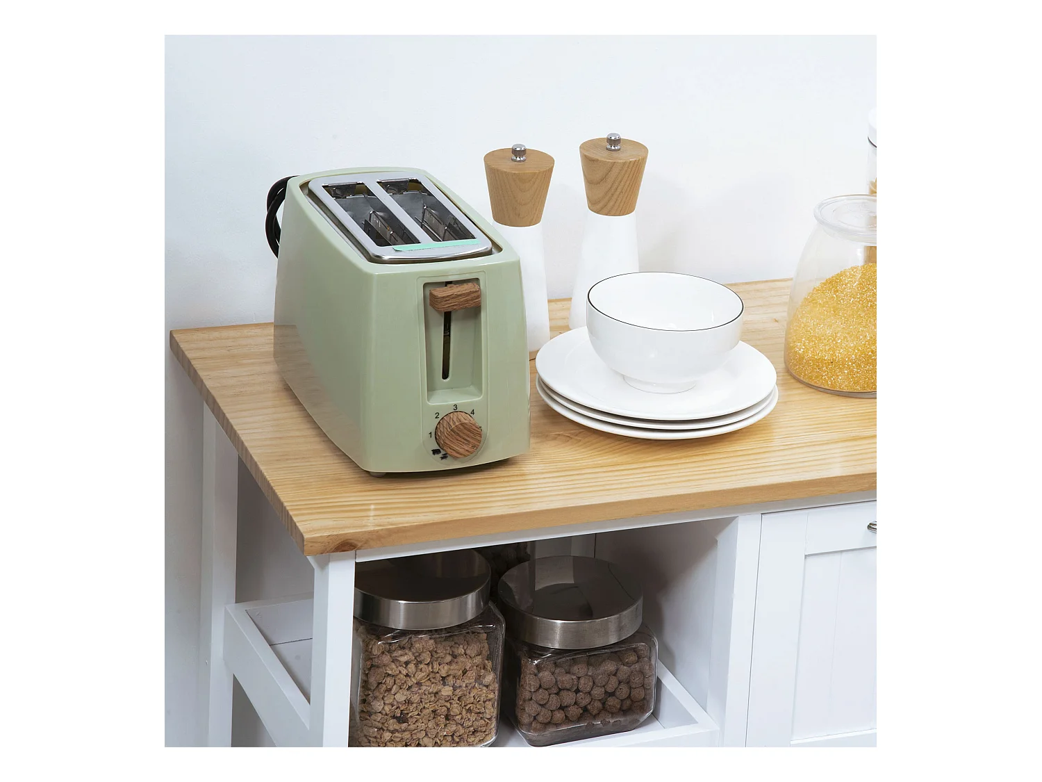 Carrito de cocina con ruedas con 3 cajones, 3 estantes, tablero de madera, MDF blanco (67x37x84cm)