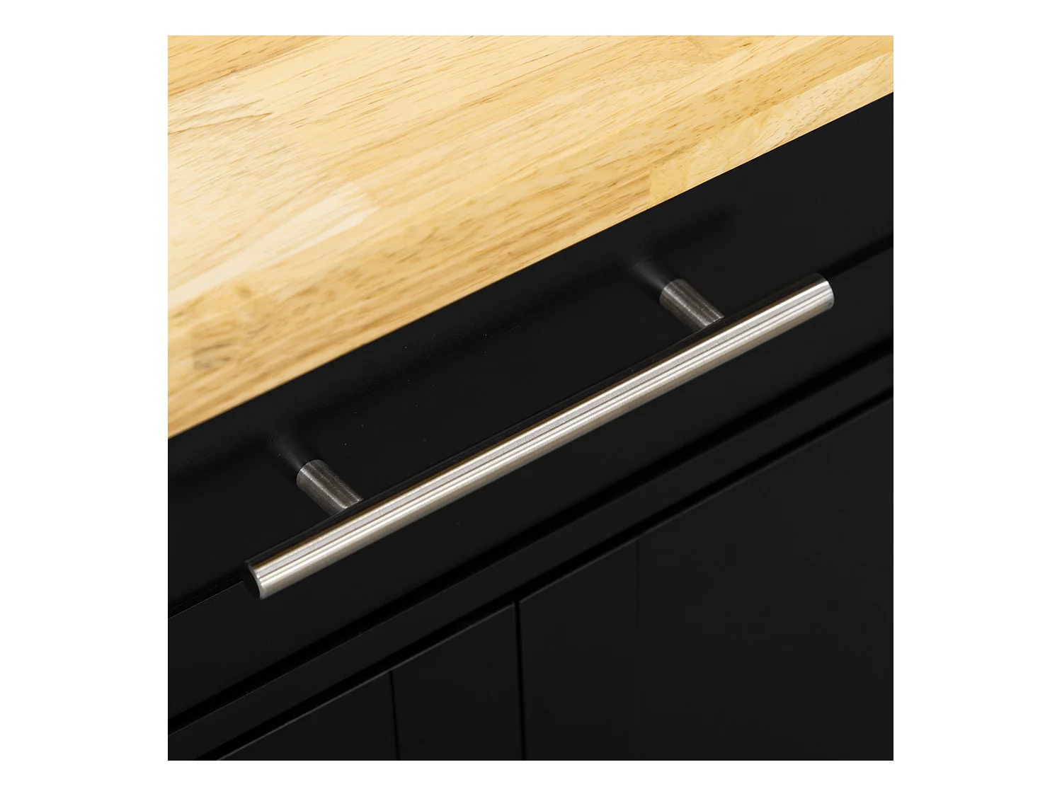 Desserte de cuisine avec plan de travail, étagère réglable, porte-serviettes, bois noir (109x40x89cm)