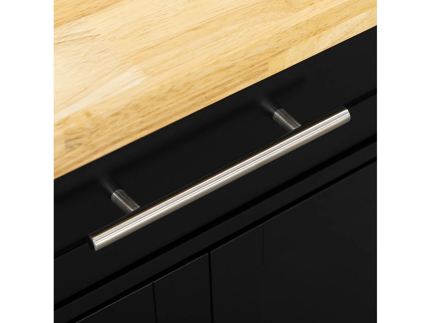 Desserte de cuisine avec plan de travail, étagère réglable, porte-serviettes, bois noir (109x40x89cm)