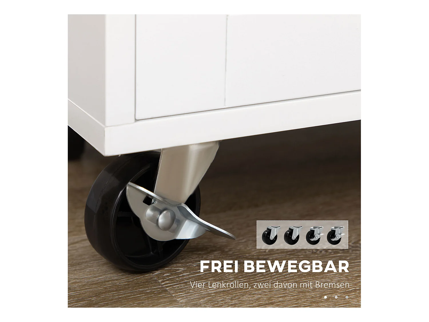 Carrito de cocina móvil con encimera, estante regulable, MDF blanco (109x40x89cm)