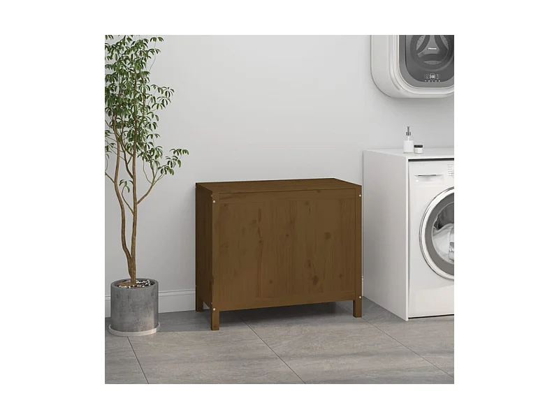 Boîte à linge Marron miel 88,5x44x76 cm Bois massif de pin