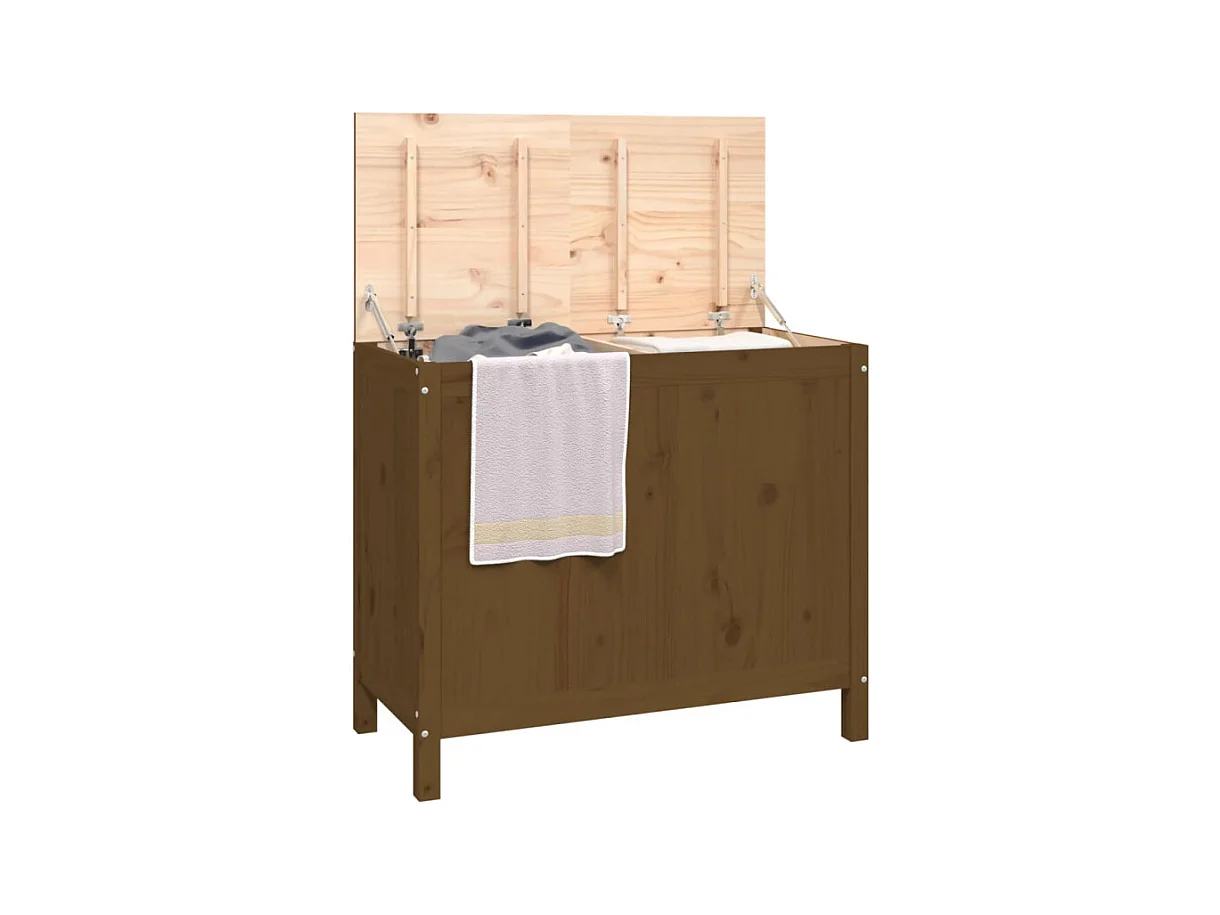 Boîte à linge Marron miel 88,5x44x76 cm Bois massif de pin