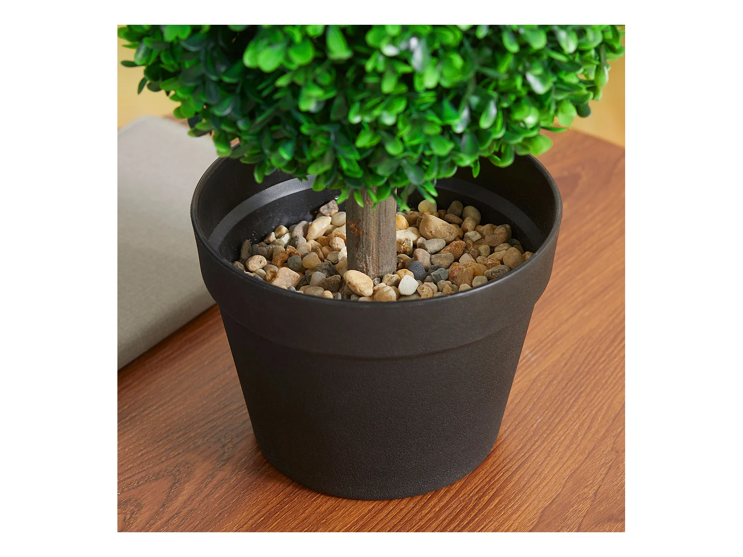 Lot de 2 buis artificiels, résistants aux UV, avec double boule, pour l'intérieur et le jardin, en plastique, vert (17 x 17 x 60 cm)