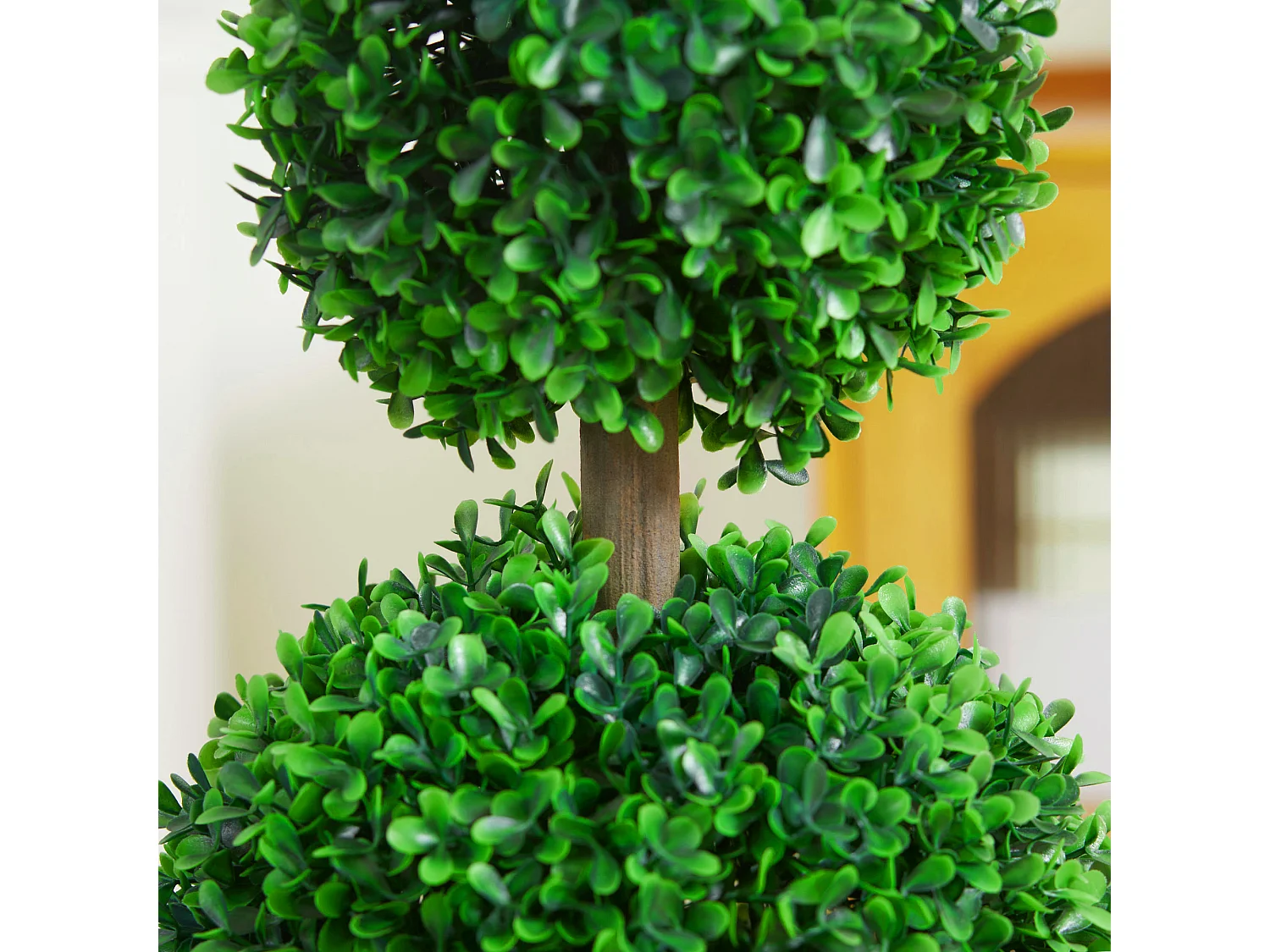 Lot de 2 buis artificiels, résistants aux UV, avec double boule, pour l'intérieur et le jardin, en plastique, vert (17 x 17 x 60 cm)