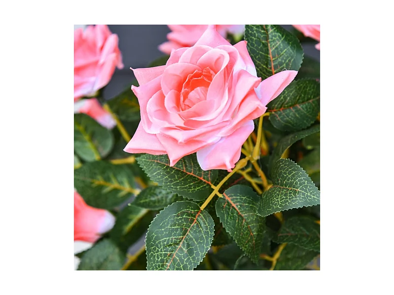 Plante artificielle Rose 90 cm, Décorative en pot, plastique, blanc (18x18x90 cm)