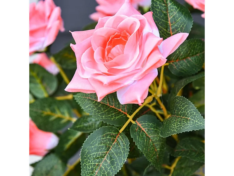 Plante artificielle Rose 90 cm, Décorative en pot, plastique, blanc (18x18x90 cm)