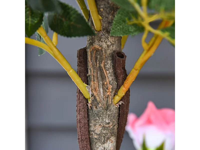 Plante artificielle Rose 90 cm, Décorative en pot, plastique, blanc (18x18x90 cm)