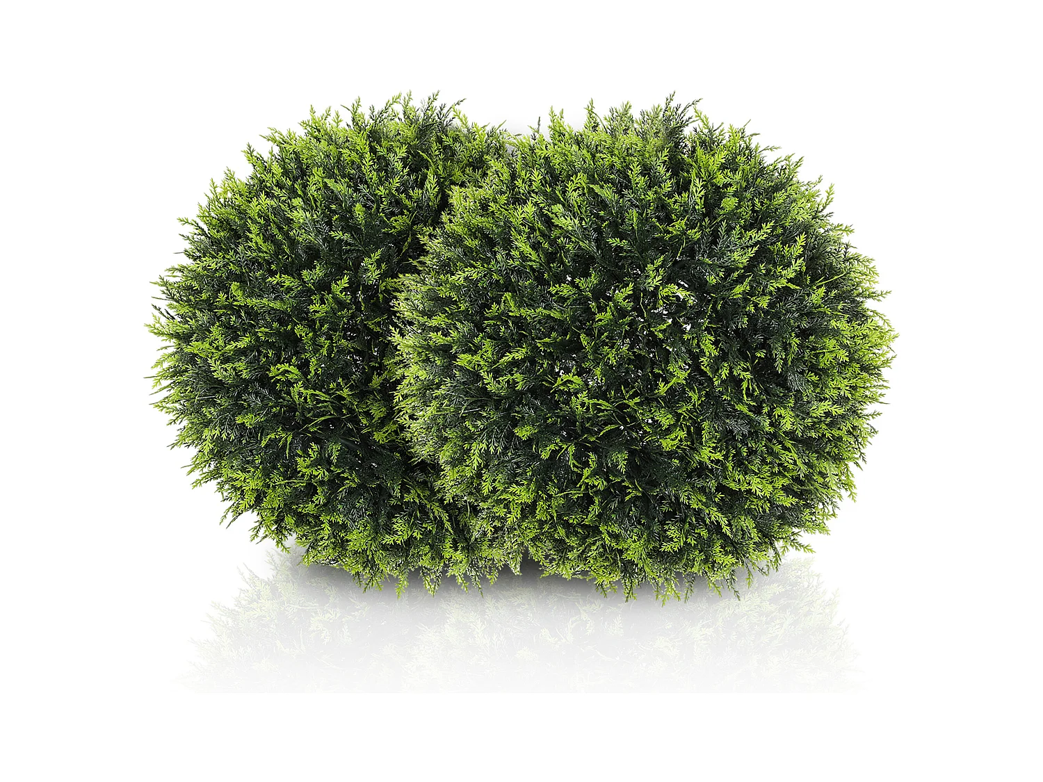 Lot de 2 cèdres artificiels décoratifs, plastique, verts, résistants aux UV, faciles à assembler (45x45x45cm)