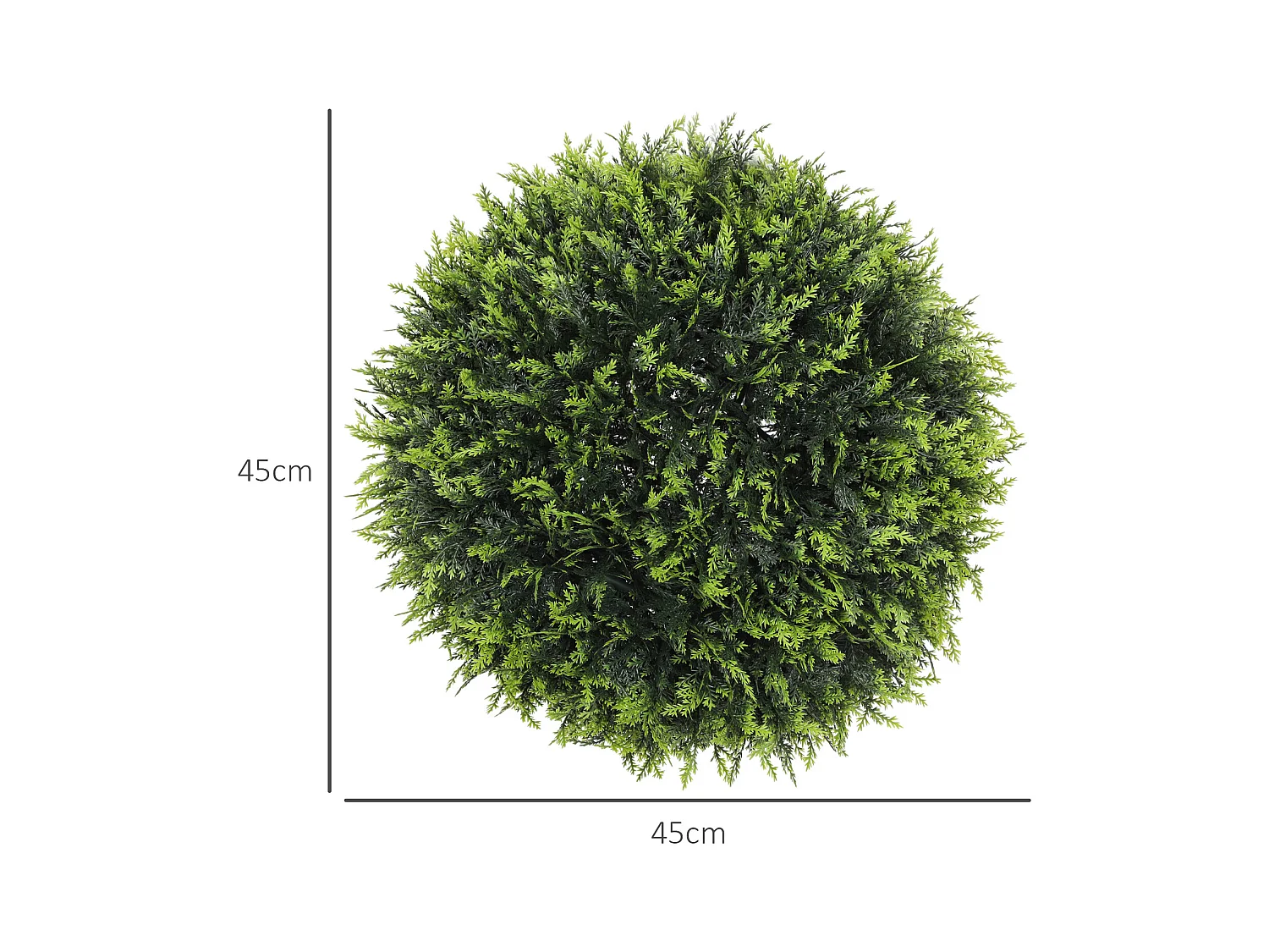 Lot de 2 cèdres artificiels décoratifs, plastique, verts, résistants aux UV, faciles à assembler (45x45x45cm)