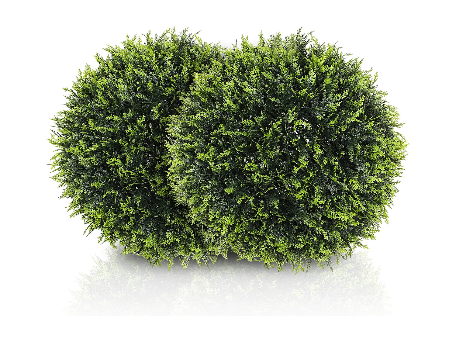 Lot de 2 cèdres artificiels décoratifs, plastique, verts, résistants aux UV, faciles à assembler (45x45x45cm)