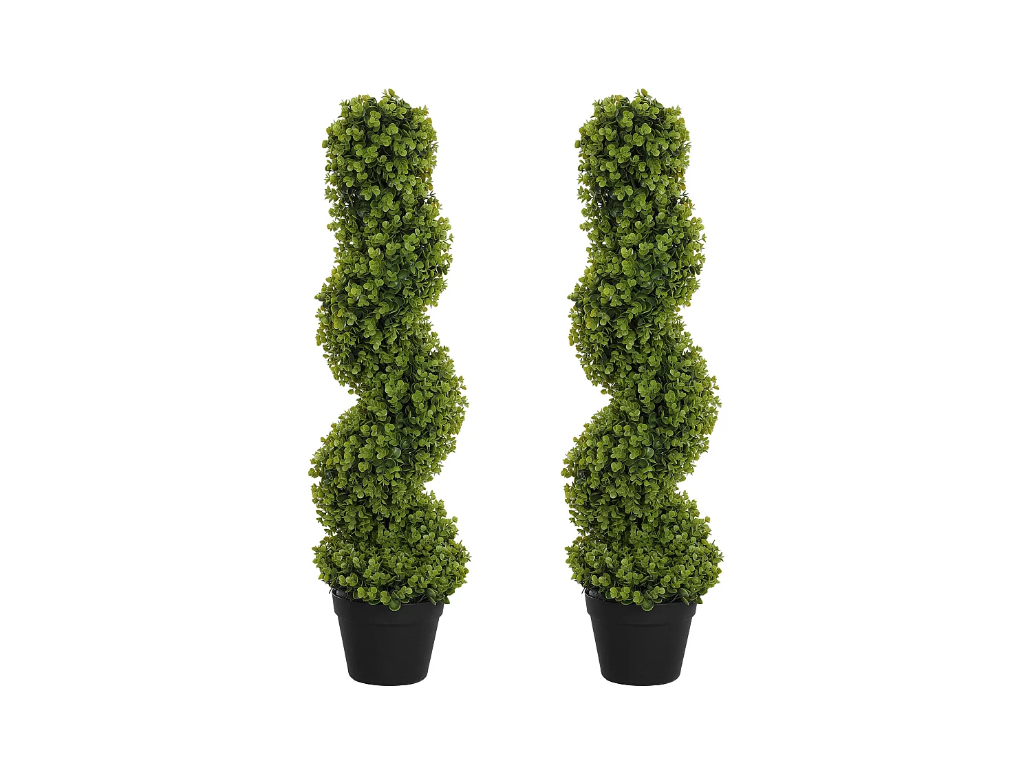 Set de 2 eucalyptus spirale artificiels, plastique durable, vert (17.5x17.5x90cm)
