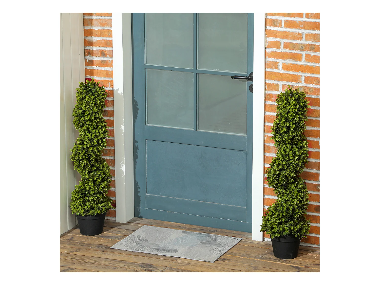 Set de 2 eucalyptus spirale artificiels, plastique durable, vert (17.5x17.5x90cm)