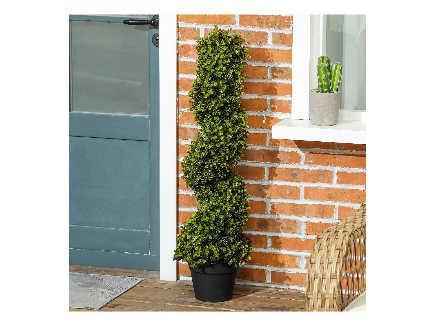 Set de 2 eucalyptus spirale artificiels, plastique durable, vert (17.5x17.5x90cm)