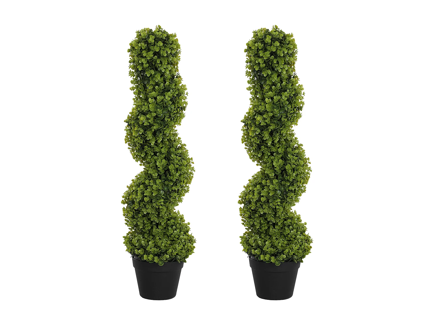 Set de 2 eucalyptus spirale artificiels, plastique durable, vert (17.5x17.5x90cm)