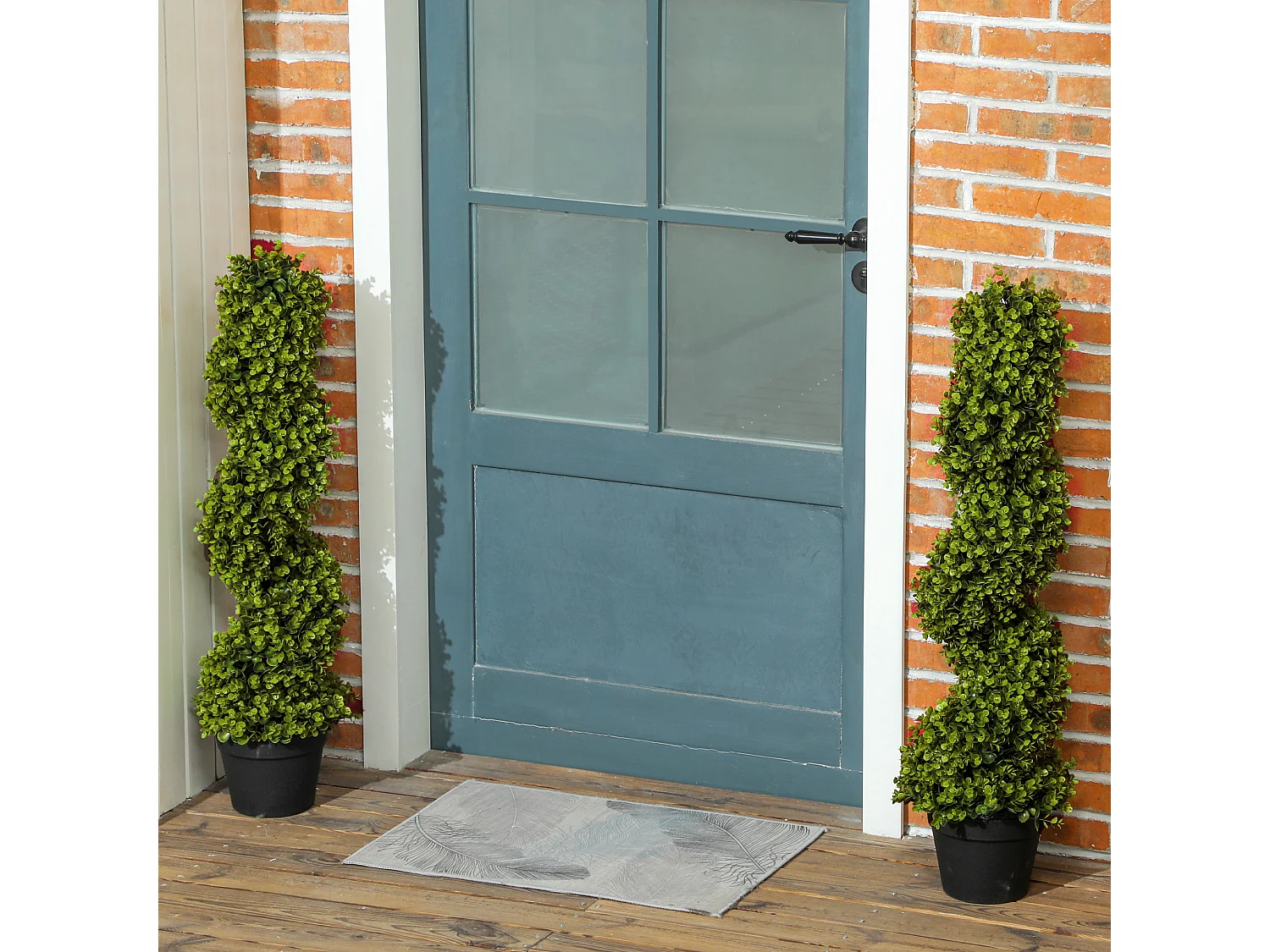 Set de 2 eucalyptus spirale artificiels, plastique durable, vert (17.5x17.5x90cm)