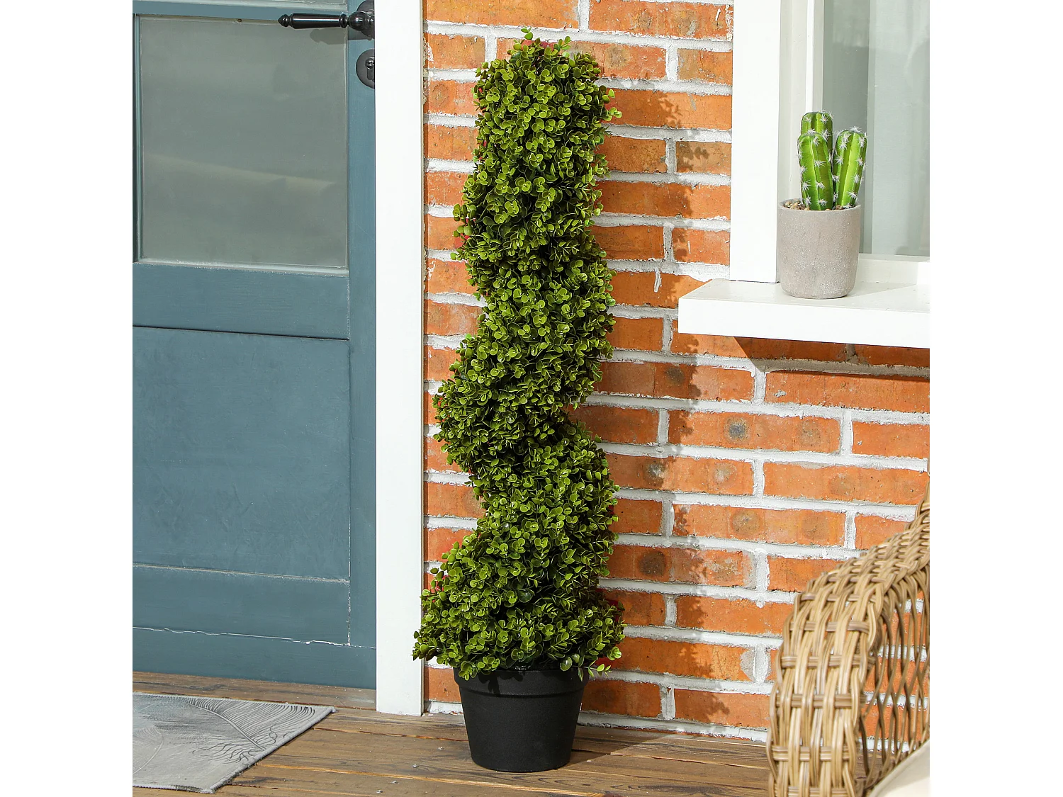 Set de 2 eucalyptus spirale artificiels, plastique durable, vert (17.5x17.5x90cm)