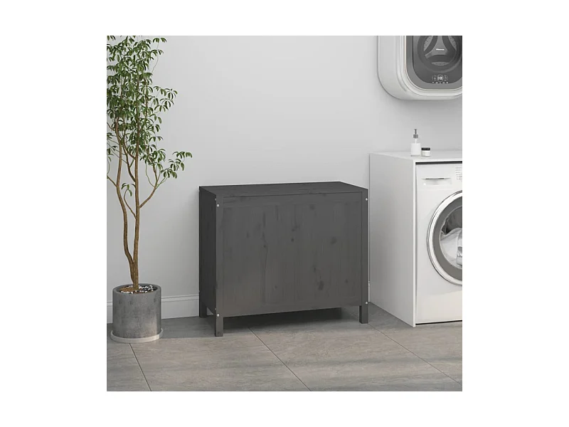 Boîte à linge Gris 88,5x44x76 cm Bois massif de pin