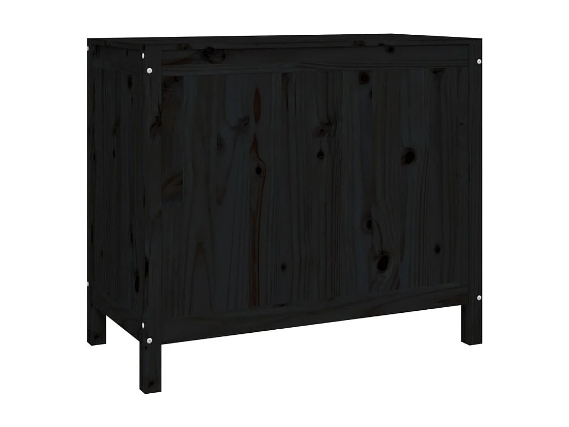 Boîte à linge Noir 88,5x44x76 cm Bois massif de pin
