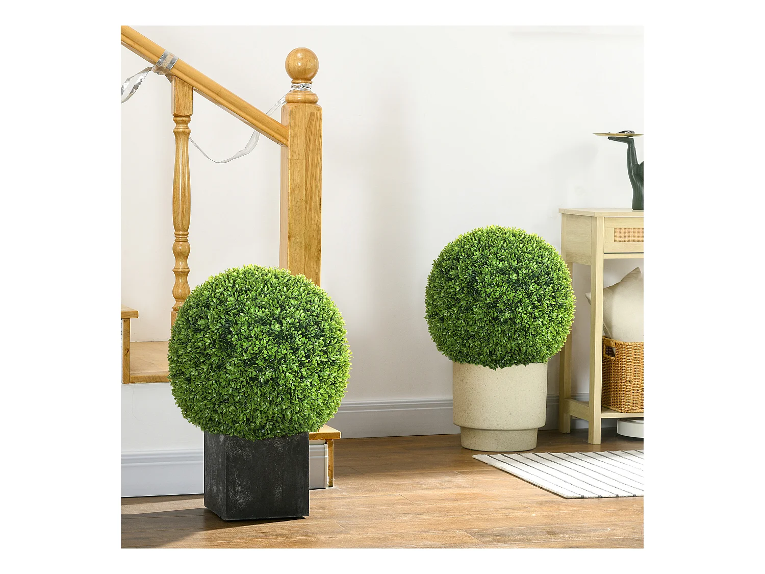 2 pièces Boules de Buis artificielles 40 cm, plantes décoratives en plastique pour intérieur et extérieur, vert (40x40x40 cm)