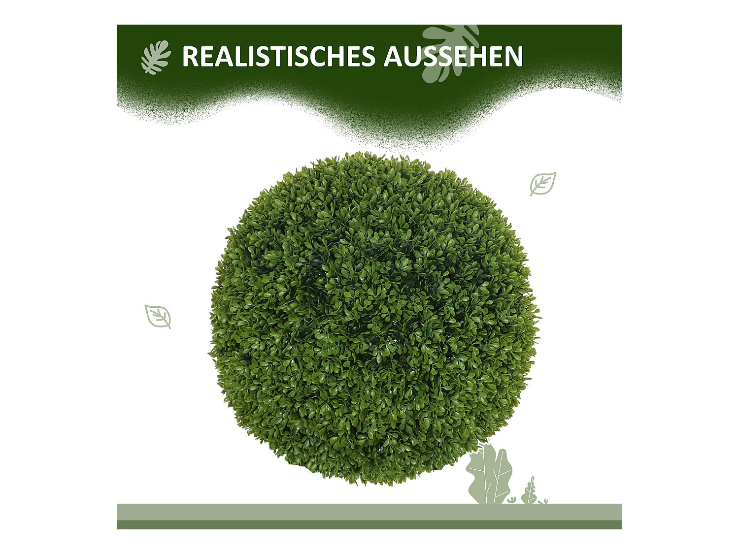 2 pièces Boules de Buis artificielles 40 cm, plantes décoratives en plastique pour intérieur et extérieur, vert (40x40x40 cm)