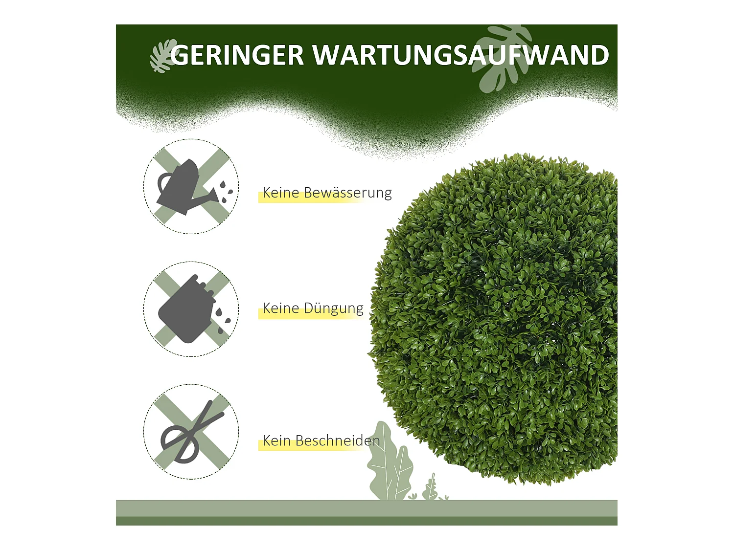 2 pièces Boules de Buis artificielles 40 cm, plantes décoratives en plastique pour intérieur et extérieur, vert (40x40x40 cm)