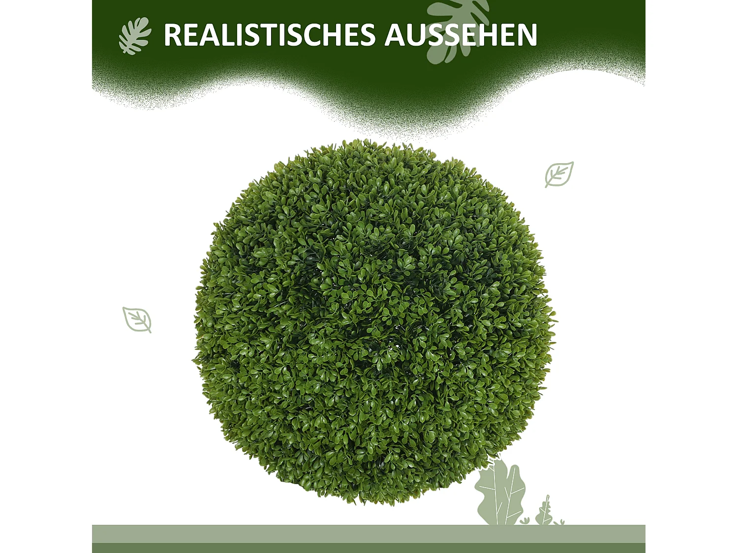 2 pièces Boules de Buis artificielles 40 cm, plantes décoratives en plastique pour intérieur et extérieur, vert (40x40x40 cm)