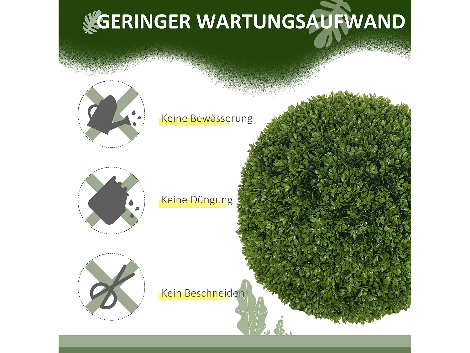 2 pièces Boules de Buis artificielles 40 cm, plantes décoratives en plastique pour intérieur et extérieur, vert (40x40x40 cm)